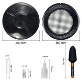 Goldwasch-Set 10-teilig – Pfanne 38cm, Sieb, Schaufel, Sniffer, Pipetten, Gläser GoldSax