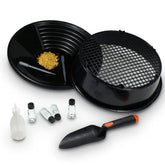 Goldwasch-Set 10-teilig – Pfanne 38cm, Sieb, Schaufel, Sniffer, Pipetten, Gläser GoldSax