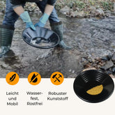 Goldwasch-Set 10-teilig – Pfanne 38cm, Sieb, Schaufel, Sniffer, Pipetten, Gläser GoldSax